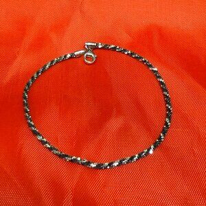 7.5" Sterling Silver Two-Tone Black Rhodium TR Diamond-Cut Bracelet – 2mm